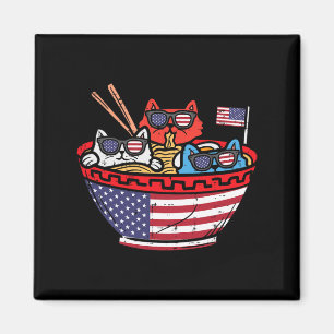 Íman Gatos Ramen Anime Bandeira Americana EUA Engraçado