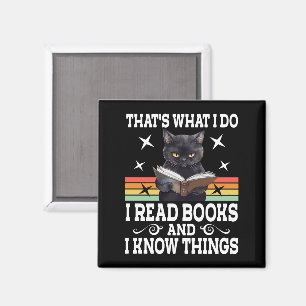 Íman Gatos Retro Livros O Leitor Halloween Lendo Presen