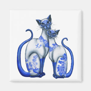 Íman Gatos Siamese do salgueiro azul