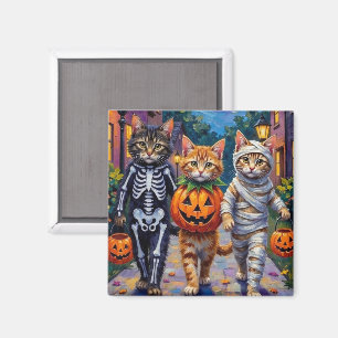 Íman Gatos Siberianos Pedindo Doces Fantasias de Hallow