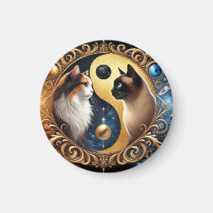 Íman Gatos Simbolizando Equilíbrio com um Yin Yang