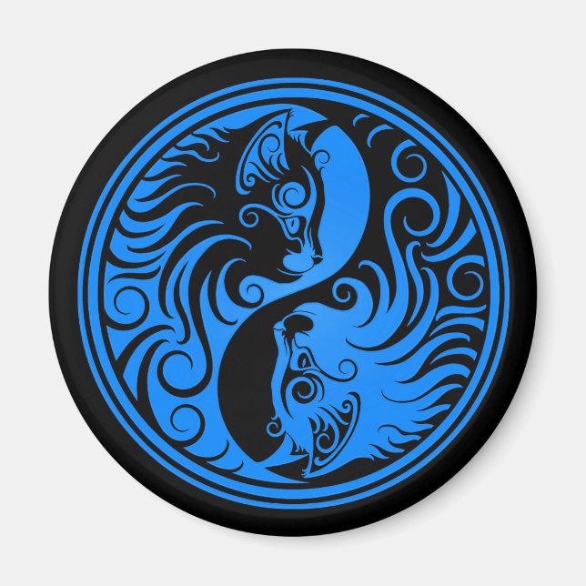 Íman Gatos Yin Yang Azul e Preto (Frente)