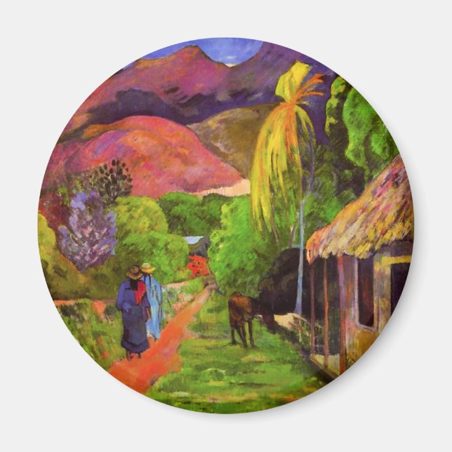 Íman Gauguin Road em Tahiti Magnet (Frente)