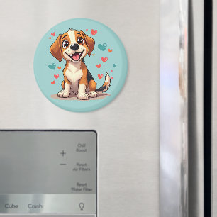 Íman Gavião Kawaii Bonito com Cachorro Jogado com Coraç