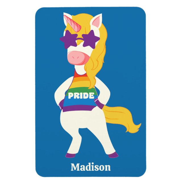 Íman Gay de Nome Personalizado Unicorn (Vertical)