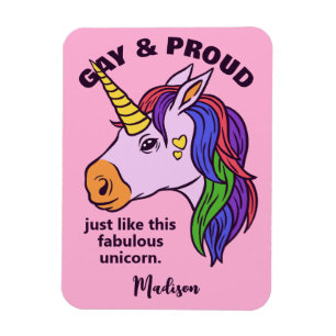 Íman Gay de Texto Personalizado Unicorn