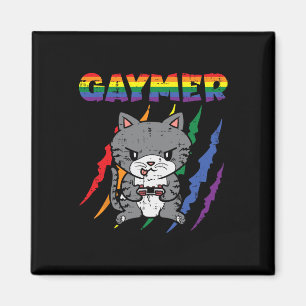 Íman Gaymer Purride Cat Vídeo Game Gamer Lgbtq Rainbow