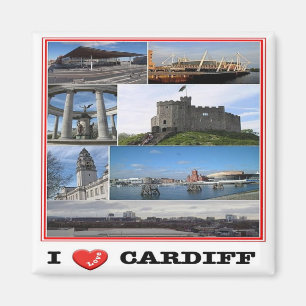 Íman GB - Welsh - Cardiff - I Love - Collage Mosaic