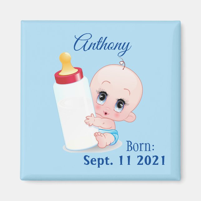 Íman Geladeira de Bebê Menino Personalizada  (Frente)