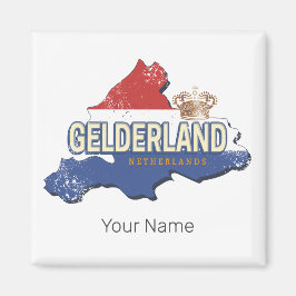Íman Gelderland Netherlands Vintage Map Holandês Souven