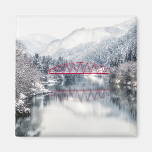 Íman Gelo e neve   Ponte vermelha no inverno, Japão
