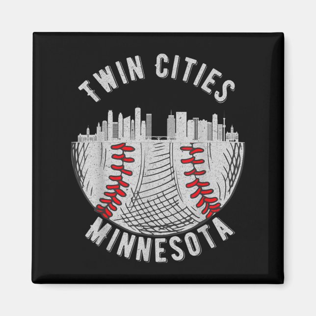 Íman Gêmeas Cidades Minnesota Mn Beisebol Skyline St  (Frente)