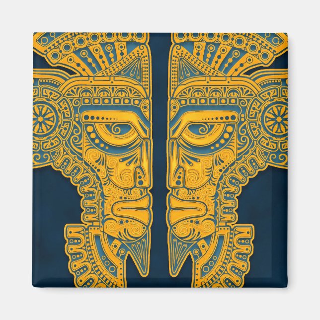 Íman Gêmeos Aztec Aztec Azul ouro (Frente)