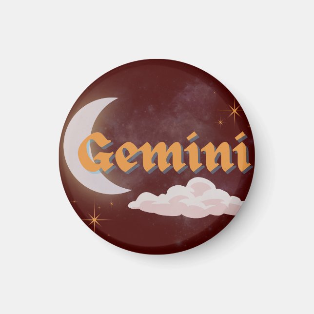 Íman Gemini Celestial Estrelas da Nuvem da Lua Design (Frente)