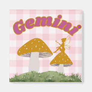 Íman Gemini Cottagecore Aestética Fada Mushroom Art