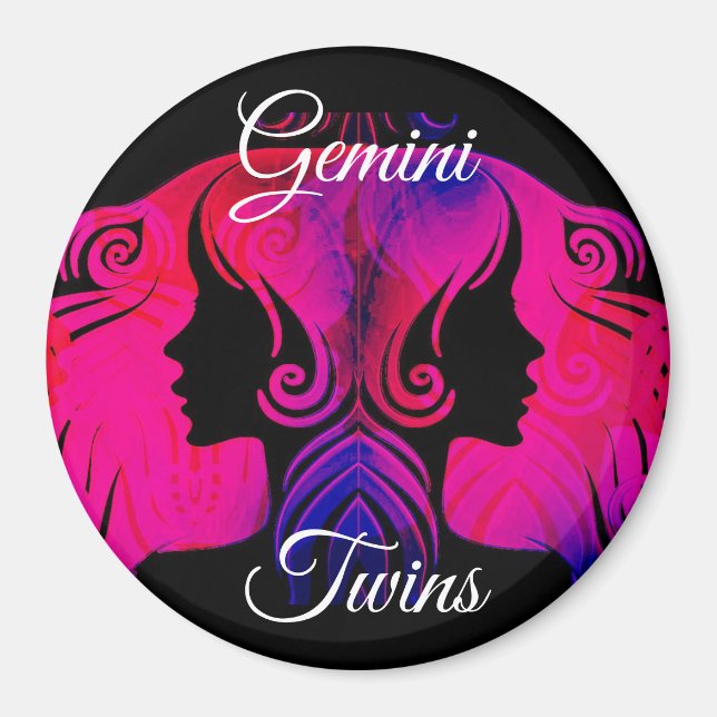 Íman Gemini Gêmeos Símbolo do Horoscópio Zodiac (Frente)