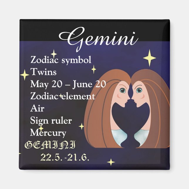 Íman Gemini Horoscope - Sinal de Ícone (Frente)