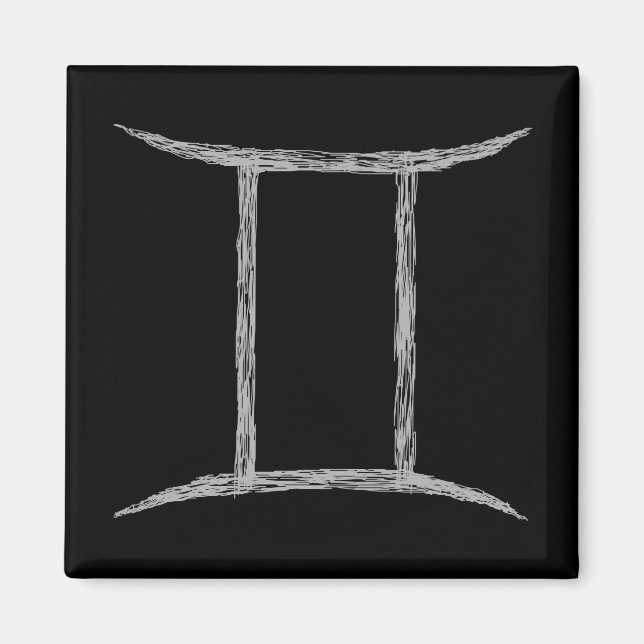 Íman Gemini. Sinal de Astrologia Zodíaca. Branco. (Frente)