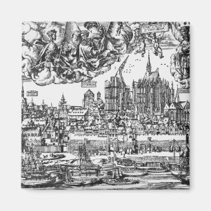 Íman General View of Cologne, 1531 (gravura) (b/w pho