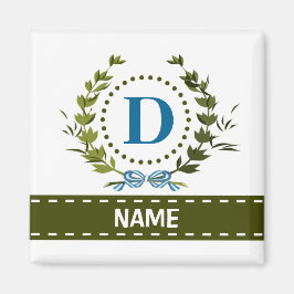 Íman Gentil Coroa de Hera e Nome do Laço com Monograma 