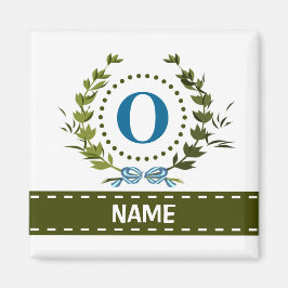 Íman Gentil Coroa de Hera e Nome do Laço com Monograma 