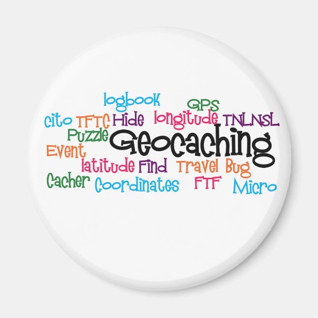 Íman Geocaching Word Collage (Frente)