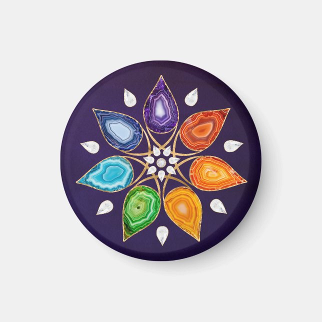 Íman Geode Chakras Mandala - Lotus Petals (Frente)