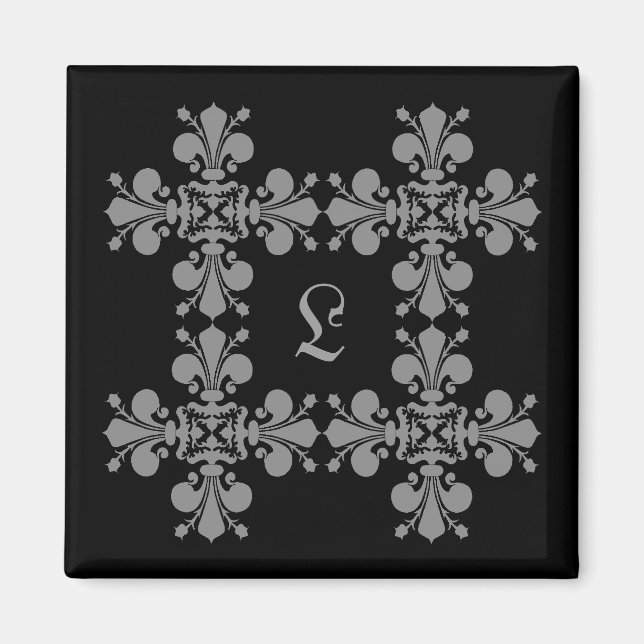 Íman Geograma elegância gótica fleur de lis damask (Frente)