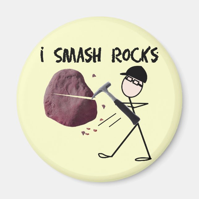 Íman Geólogo Stickman "I Smash Rocks" (Frente)