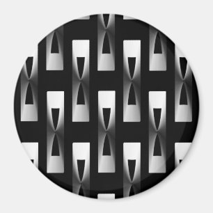 Íman Geométrico metálico do art deco - prata e preto