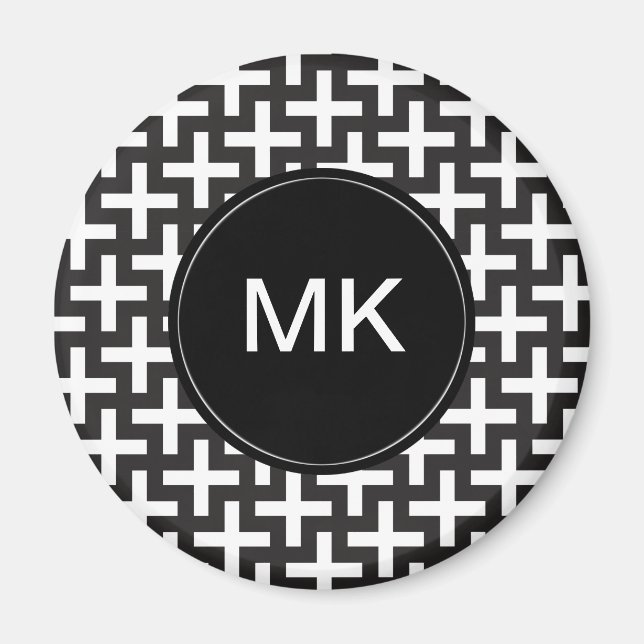 Íman Geométrico preto e branco (Frente)