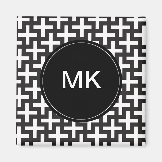 Íman Geométrico preto e branco (Frente)