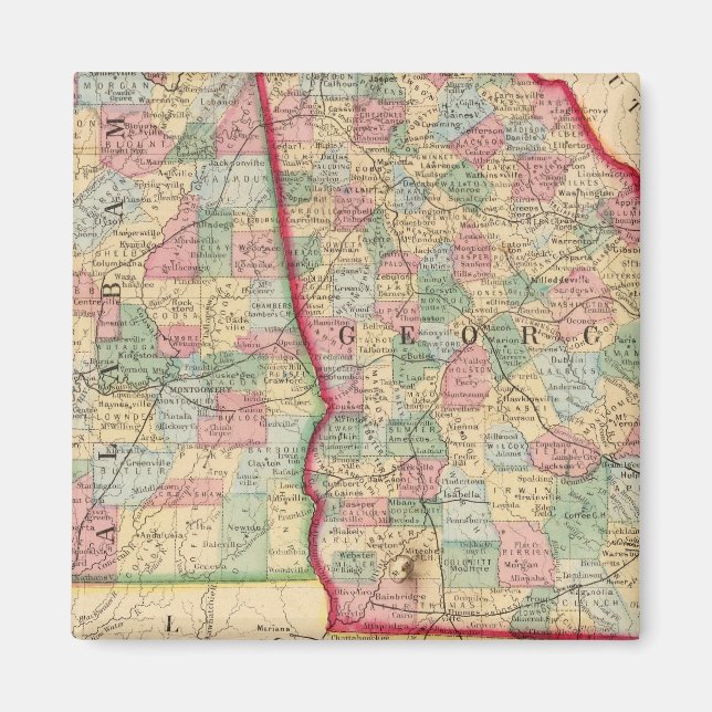 Íman Georgia, Alabama Map by Mitchell (Frente)