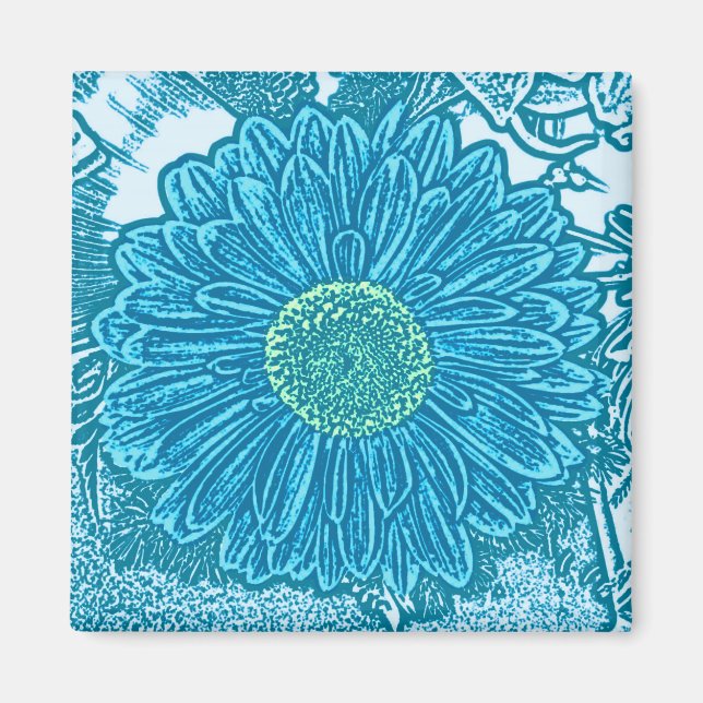 Íman Gerbera Daisy Block Impressão - azul-marinho (Frente)