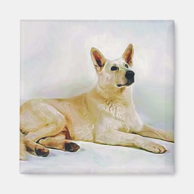 Íman German shepherd branco (Frente)
