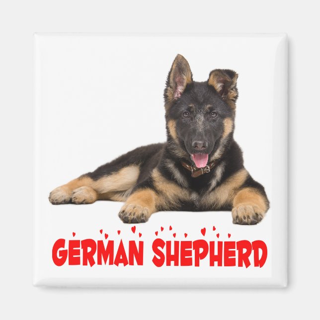 Íman German shepherd Cachorro Cachorro Vermelho Coraçõe (Frente)