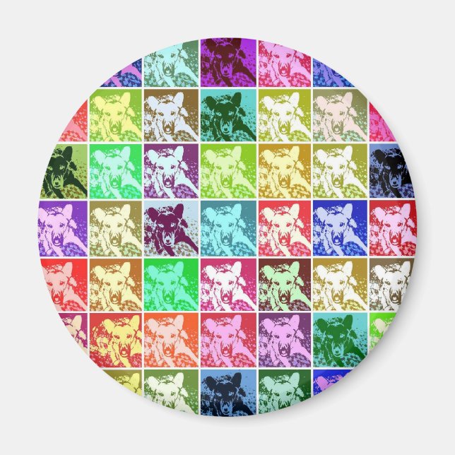 Íman German shepherd Colorida Cão Pop de Arte Arredonda (Frente)