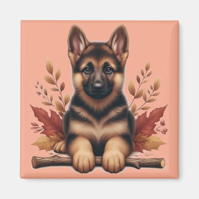 Íman German shepherd Com Folhas De Outono (Frente)