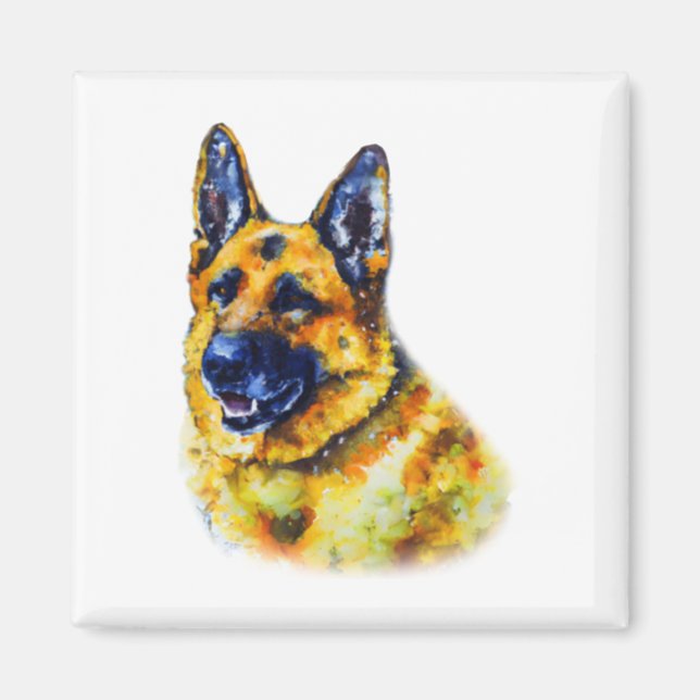 Íman German shepherd de Aquarela (Frente)