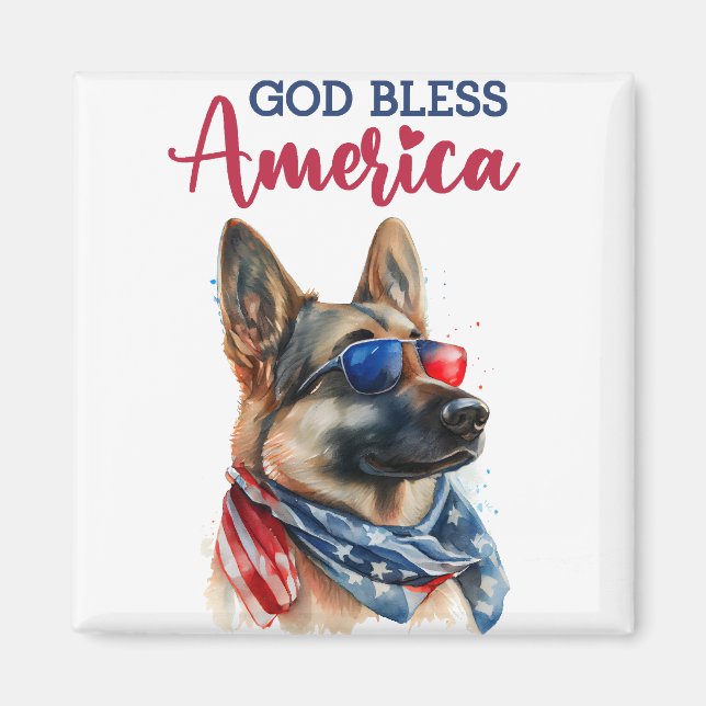 Íman German shepherd de Cachorro Patriótico (Frente)