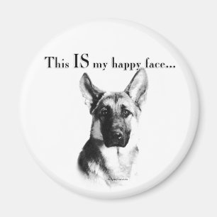 Íman German shepherd de rosto feliz