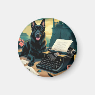 Íman German shepherd Dog gentleman vintage