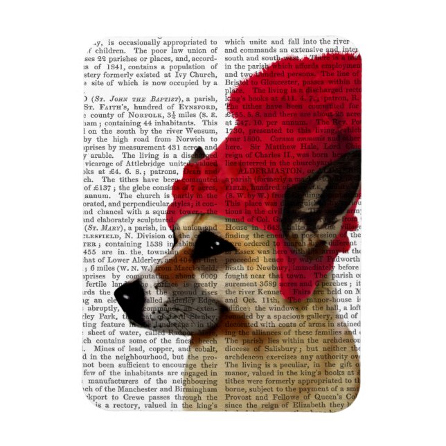 Íman German shepherd em Red Wooly Hat (Vertical)