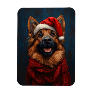 Íman German shepherd em um Papai Noel flexível