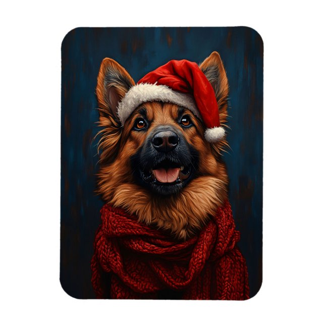 Íman German shepherd em um Papai Noel flexível (Vertical)