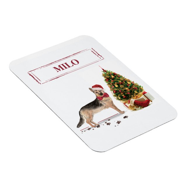 Íman German shepherd Engraçado Cachorro de Natal com Ár (Lado Direito)