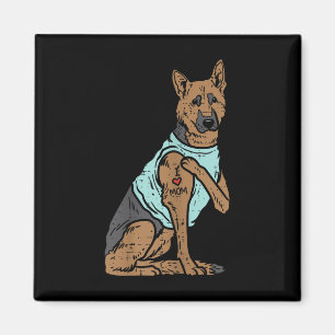 Íman German shepherd Eu Amo Mamãe Tatuagem Cachorro K9 