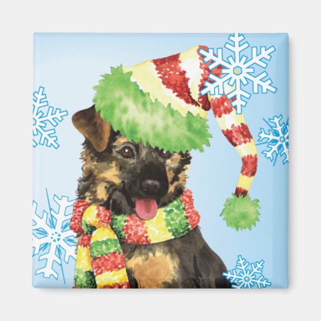 Íman German shepherd Feliz Howliday (Frente)