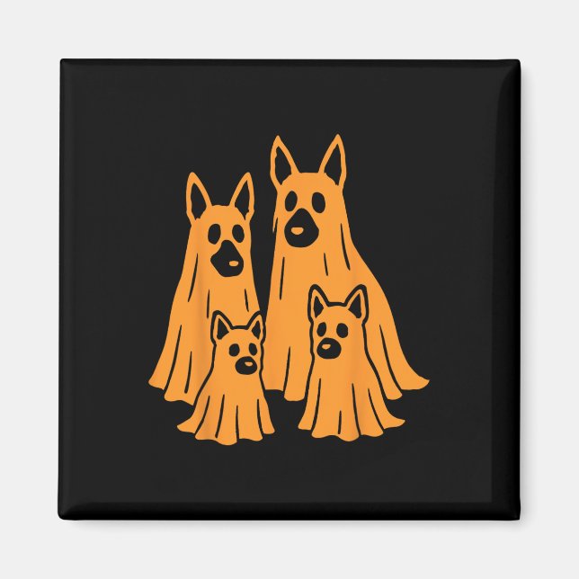 Íman German shepherd Halloween Ghost Family Engraçado C (Frente)
