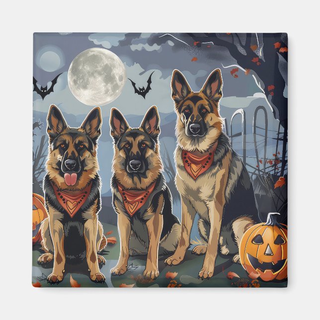 Íman German shepherd Halloween Spooky (Frente)
